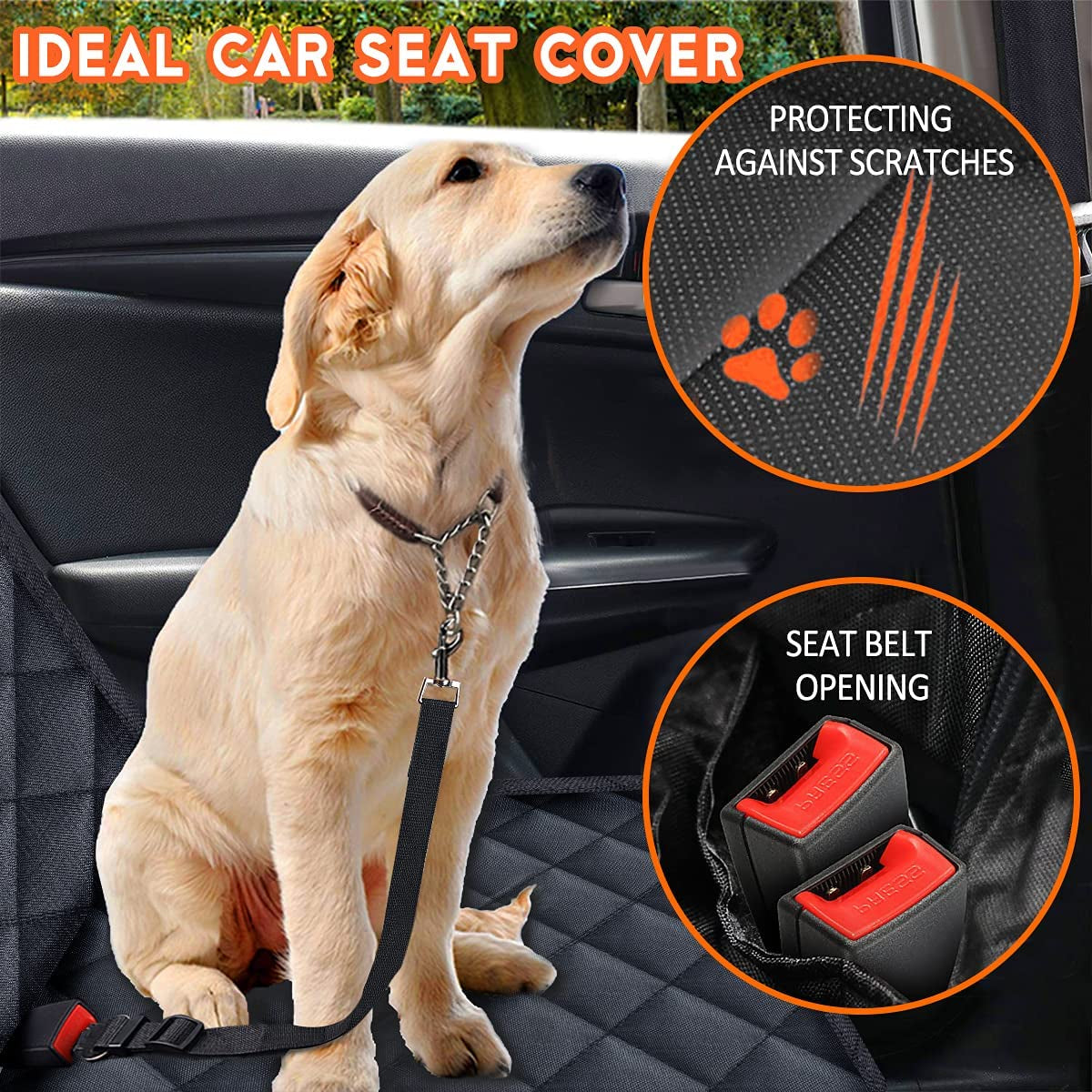 Dog Car Seat Cover, Back Seat Cover for Dogs Pet Car Seat Protector Waterproof Bench Car Seat Cover, Non-Slip Reat Seat Cover Fits Middle Armrest for Most Cars Trucks Suvs - Black Í